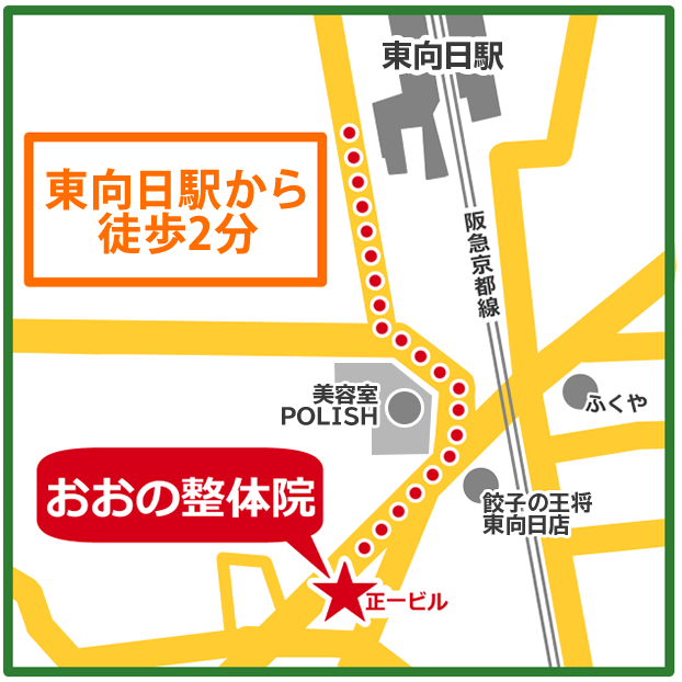 東向日駅からの道のりマップ